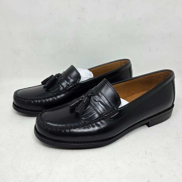 New 9 J.Crew Camden kiltie tassel loafers with rubber soles in black main image 8